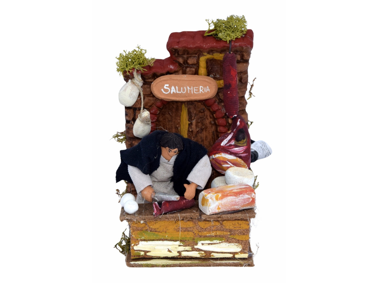 Venditore salumi 10cm con movimento 9x14x15cm