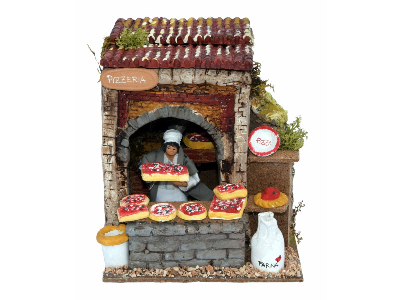 Pizzeria con uomo 10cm e movimento 17x21cm