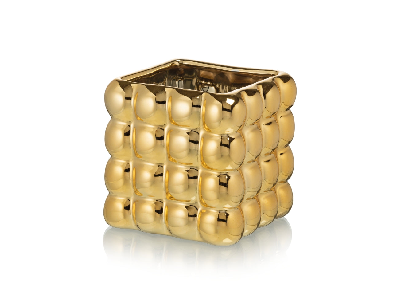 Bubble cube vaso 11,5xh.11,7cm oro metal