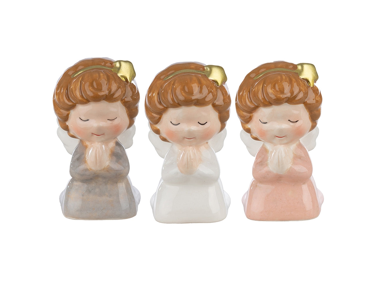 Angioletto in ginocchio di ceramica 8,5cm 3 colori assortiti