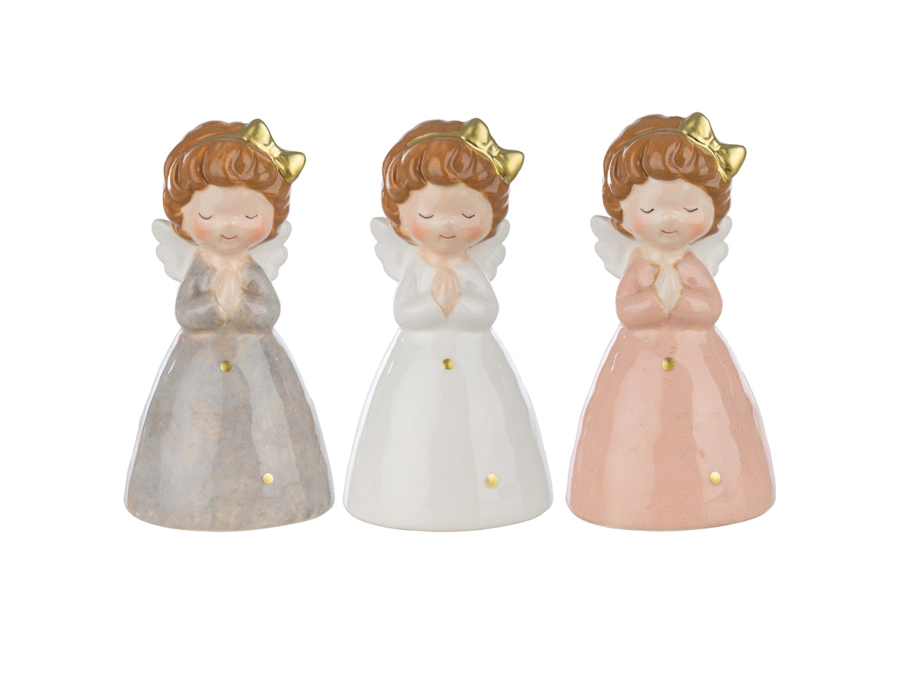 Angioletto in preghiera di ceramica 14cm 3 colori asssortiti