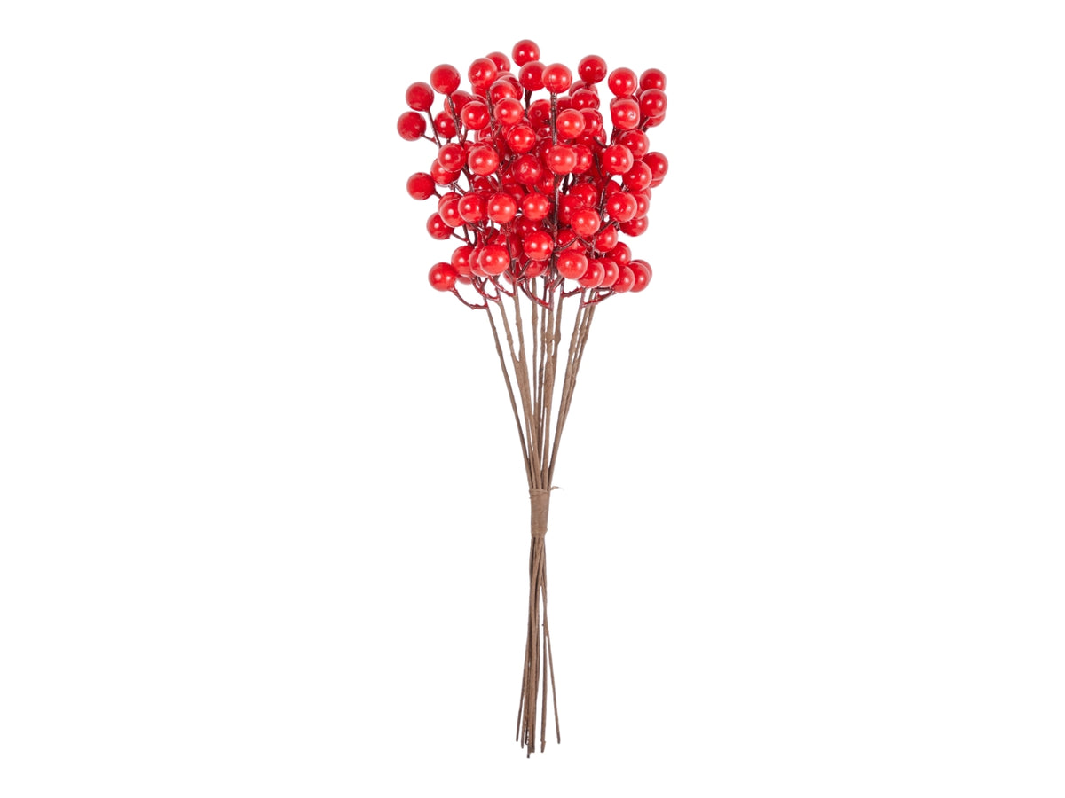 Ramo con bacche 34cm, set 12 rami rosso