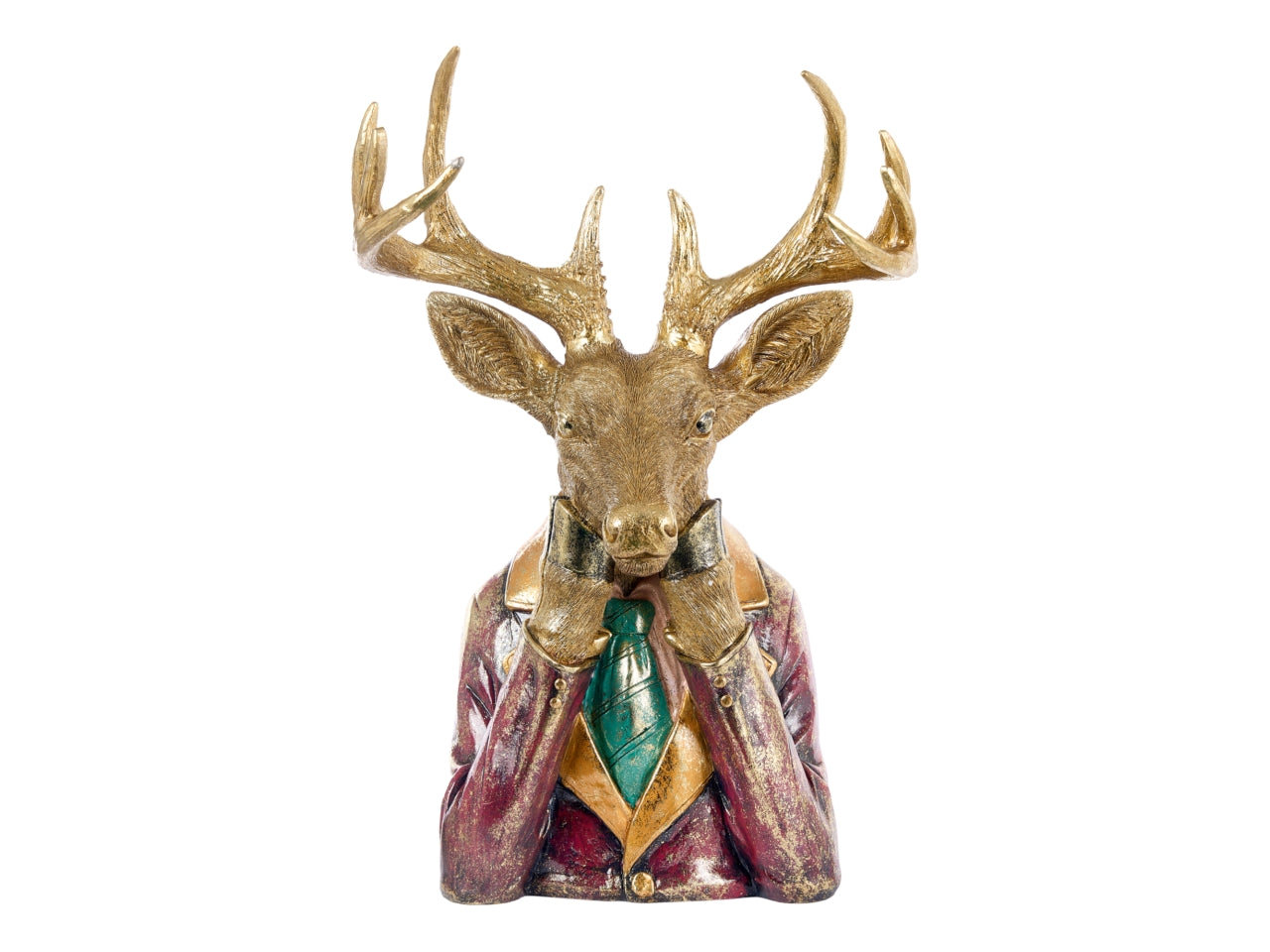 Busto cervo in resina oro