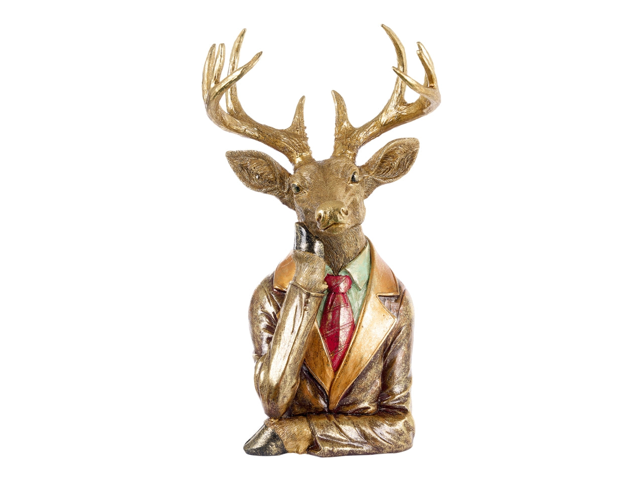 Busto cervo in resina oro