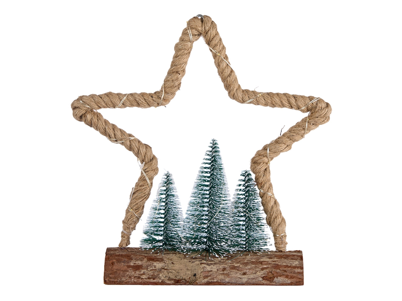 Stella con alberi su base legno 30x8x33cm e 30led