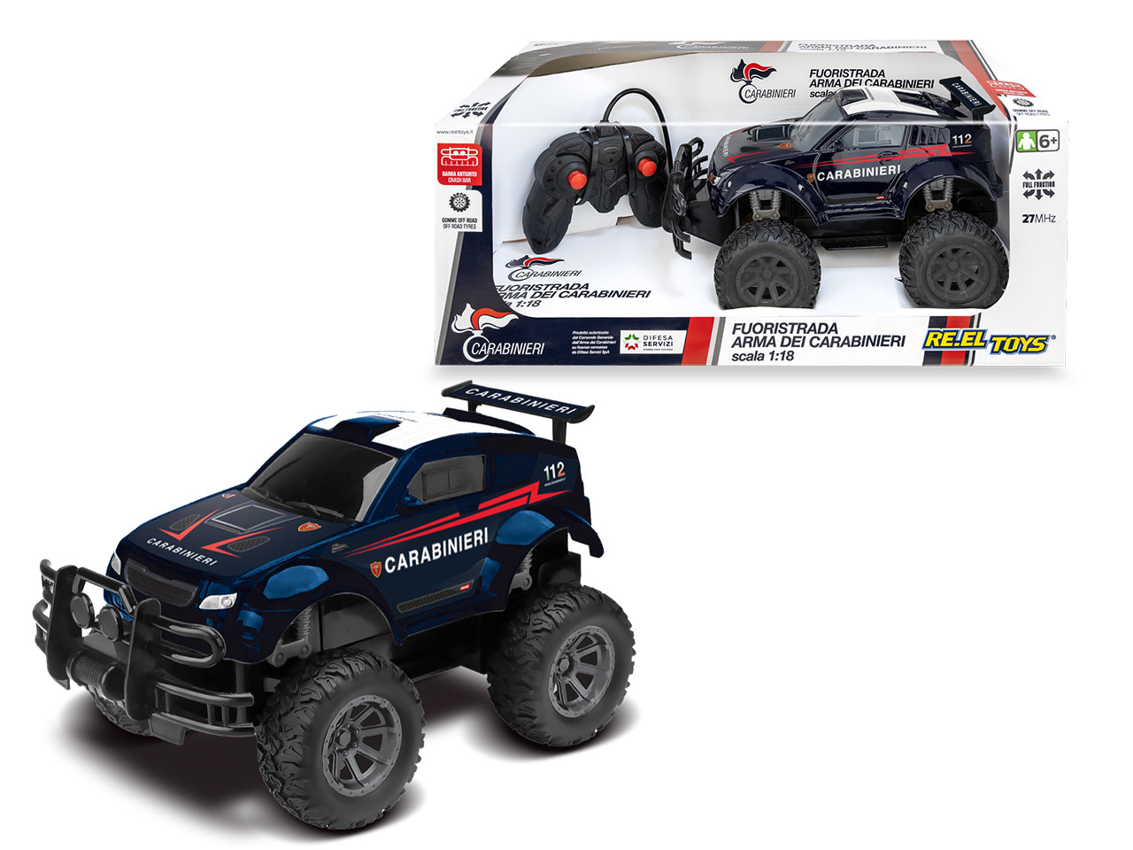 Fuoristrada Big wheels carabinieri radiocomandata in scala 1:16