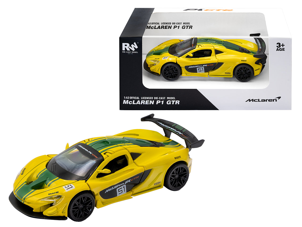 Die cast mclaren p1 gtr yellow 1:43