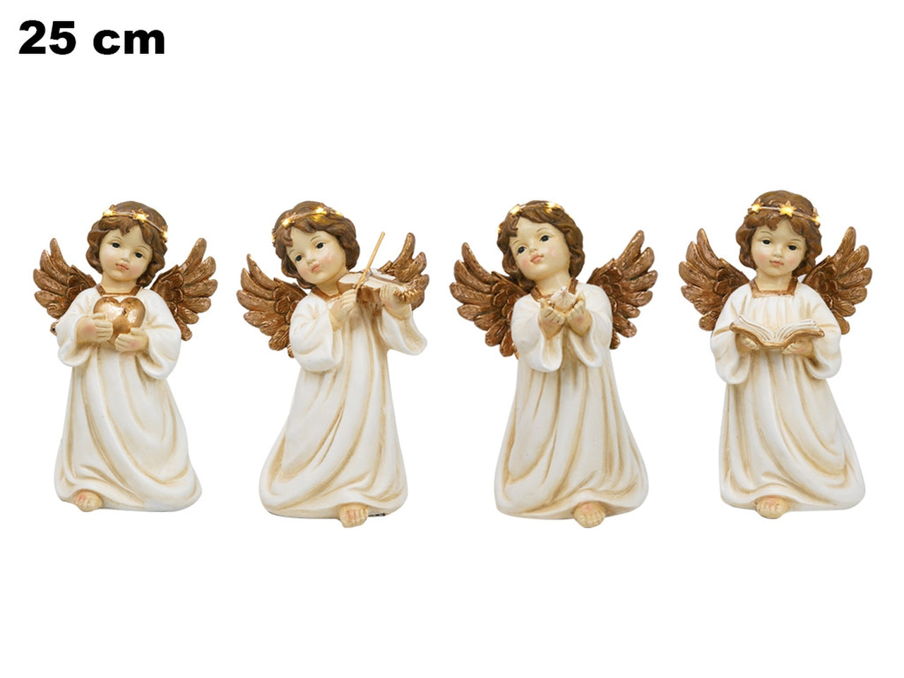 Angelo 25,5cm con led a batteria in 4 assortimenti.