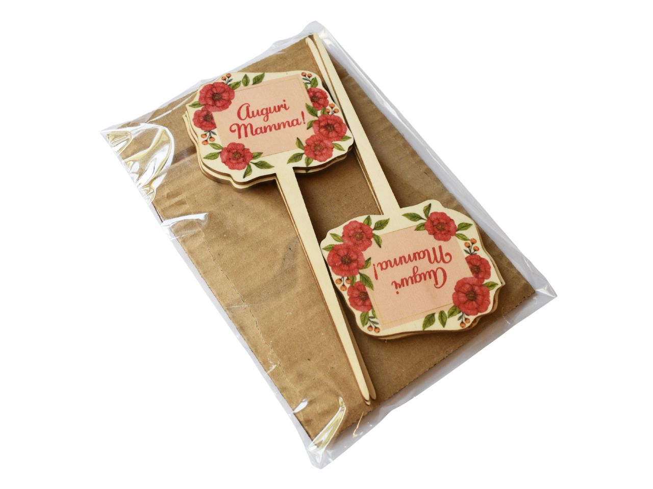 Pic per piante Festa della mamma 5x16cm legno 3mm ST 121 la confezione contiene 6 pezzi