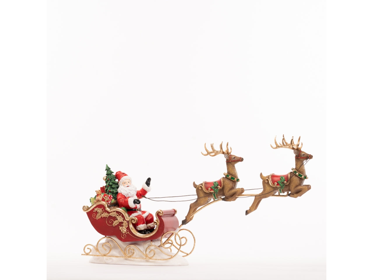 Babbo natale con slitta e renne 57x17x39cm
