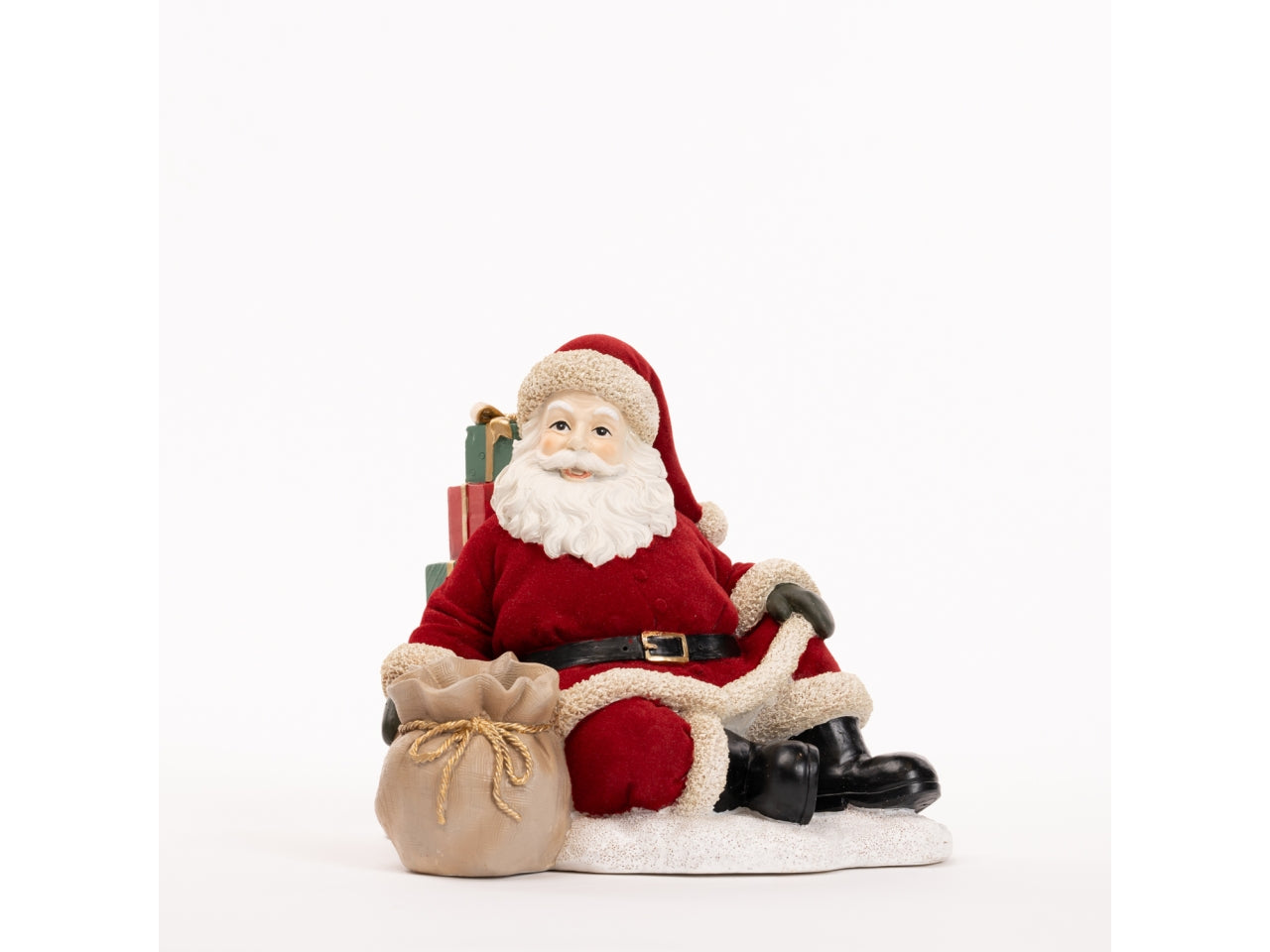 Babbo natale 23x19cm seduto in velluto rosso
