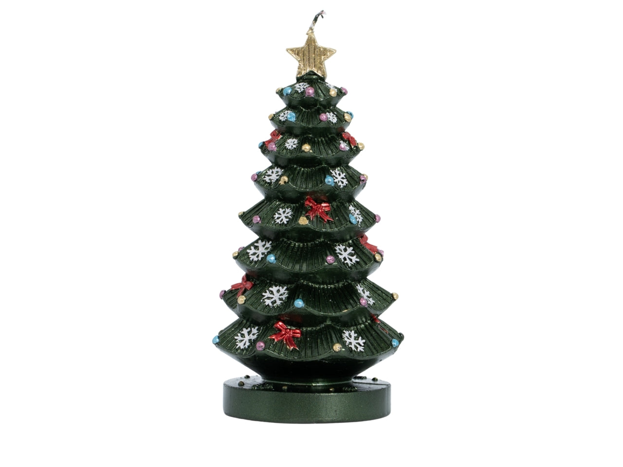 Candela albero 17cm con fiocchi neve