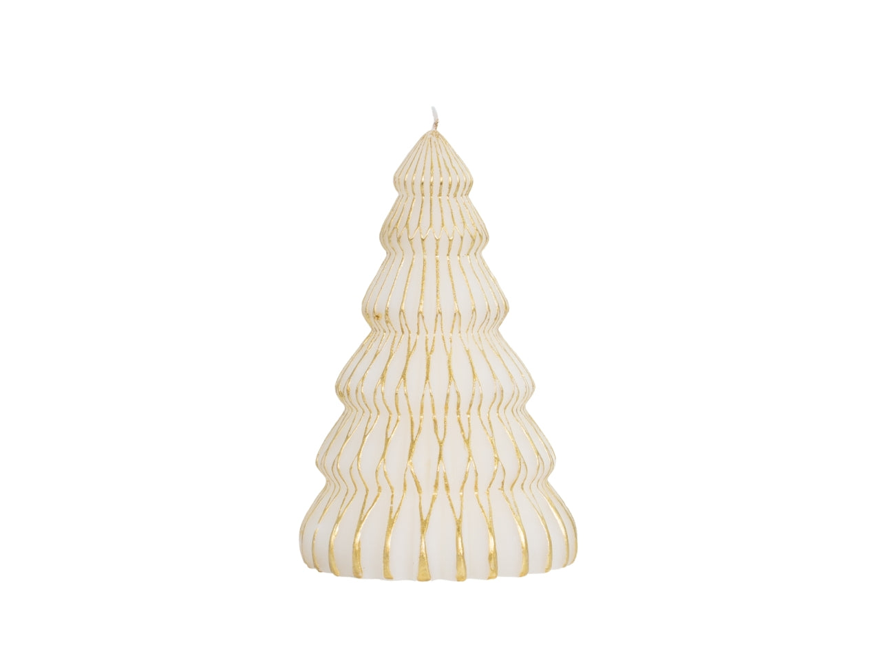 Candela albero 15cm a rombi bianco e oro