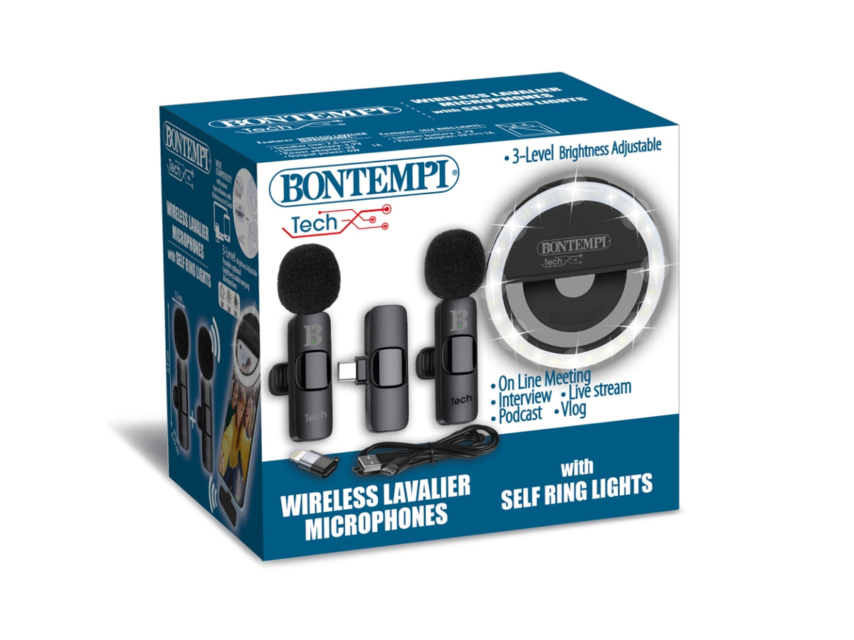 Anello di luce + 2 microfoni wireless