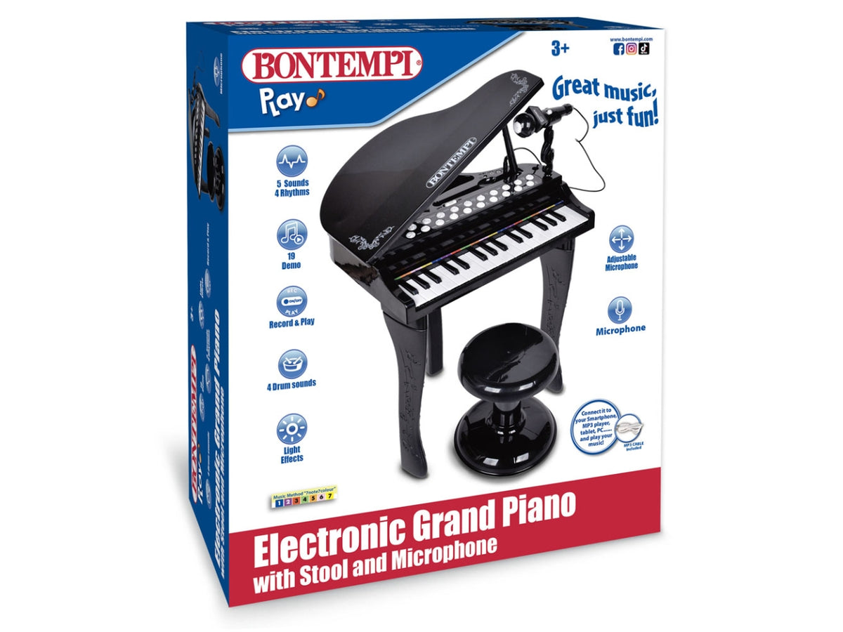 Pianoforte elettronico a 32 tasti con sgabello e microfono