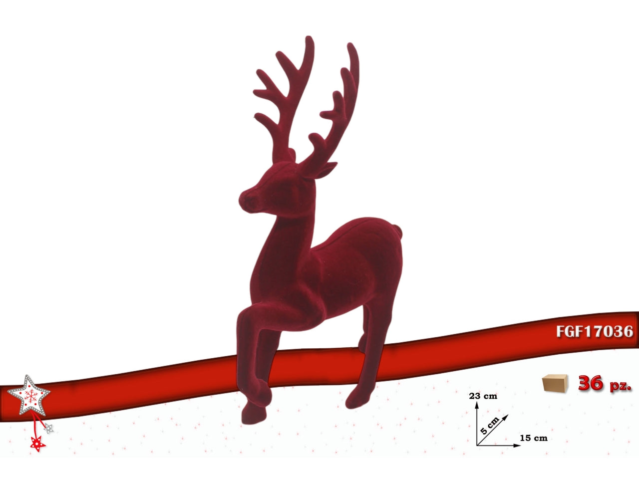 Renna 23cm in velluto rosso