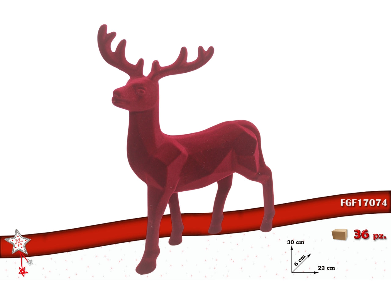 Renna 30cm in velluto rosso