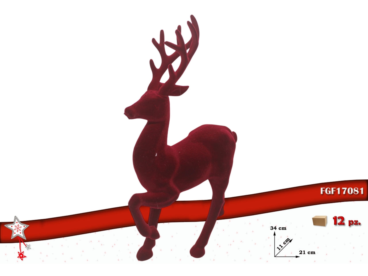 Renna 34cm in velluto rosso