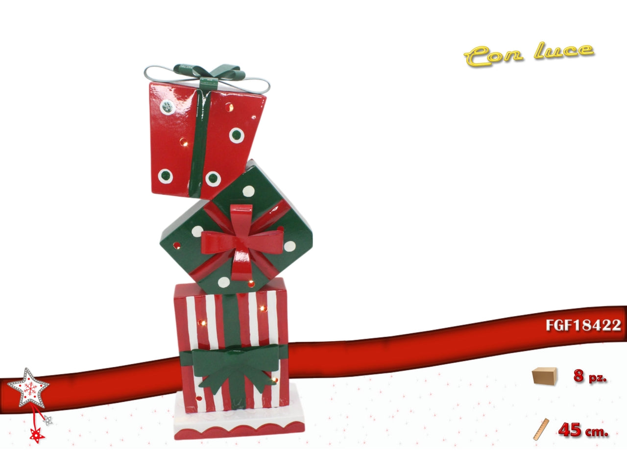 Pacchi regalo in metallo 45cm con luce
