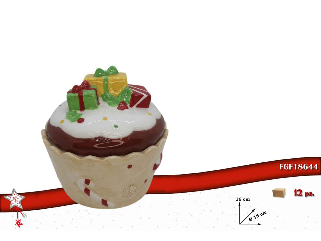 Barattolo muffin in ceramica 15x16cm con coperchio