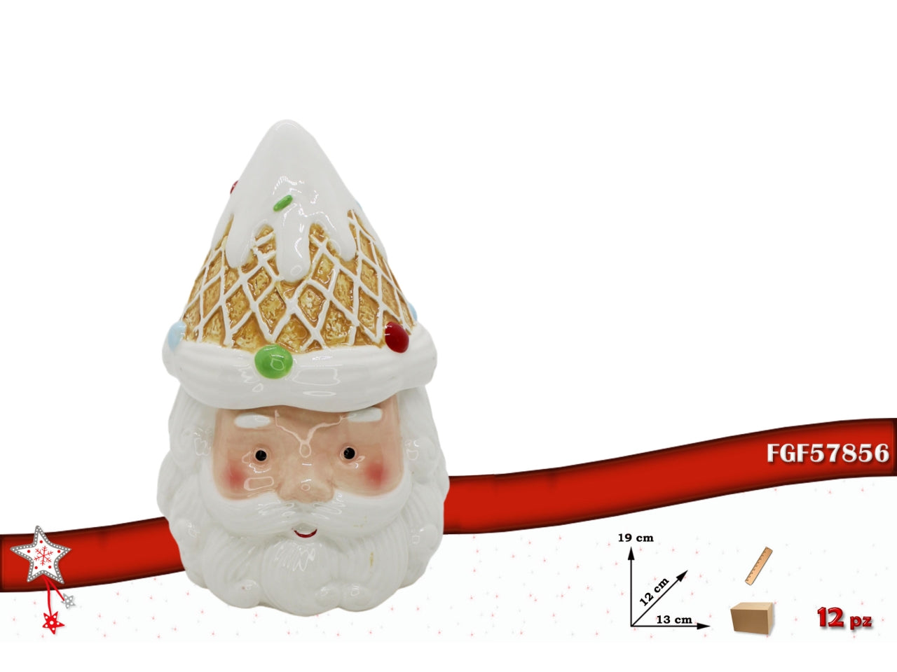 Barattolo babbo natale in ceramica 13x19cm