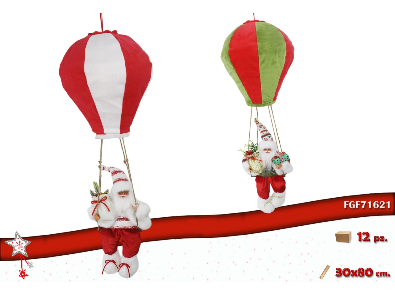 Babbo natale con mongolfiera 30x80cm