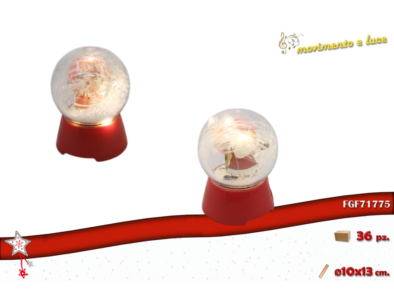 Ampolla babbo natale 10xh.13cm con musica, luce e movimento