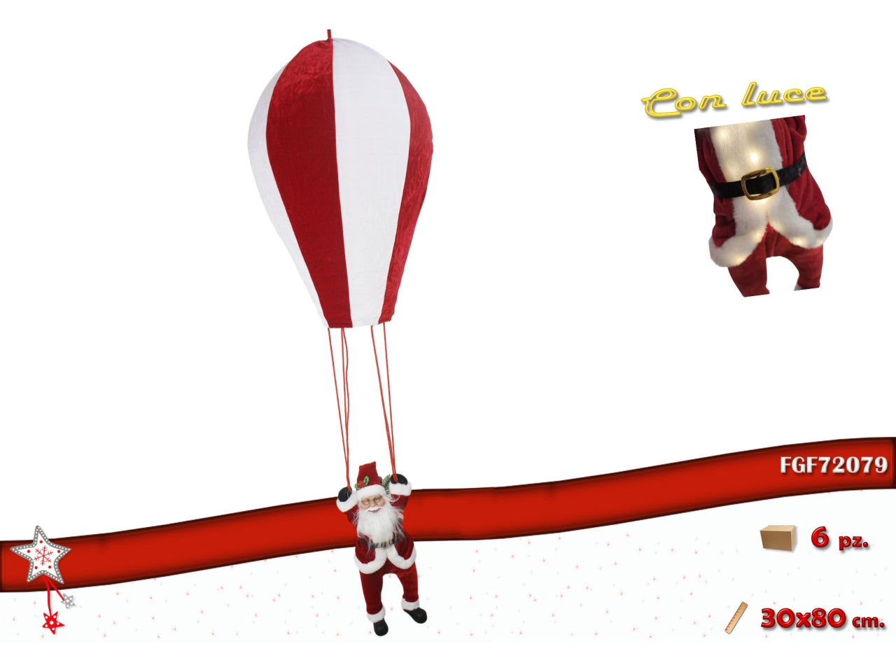 Babbo natale con mongolfiera luminosa 30x80cm