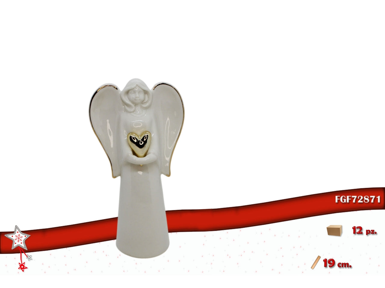 Angelo 19cm in ceramica con cuore