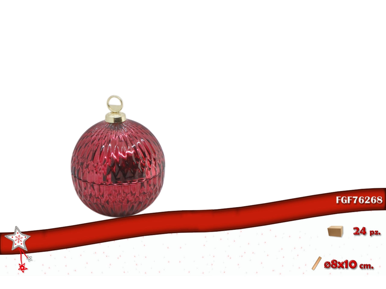 Palla in vetro 8cm apribile rossa