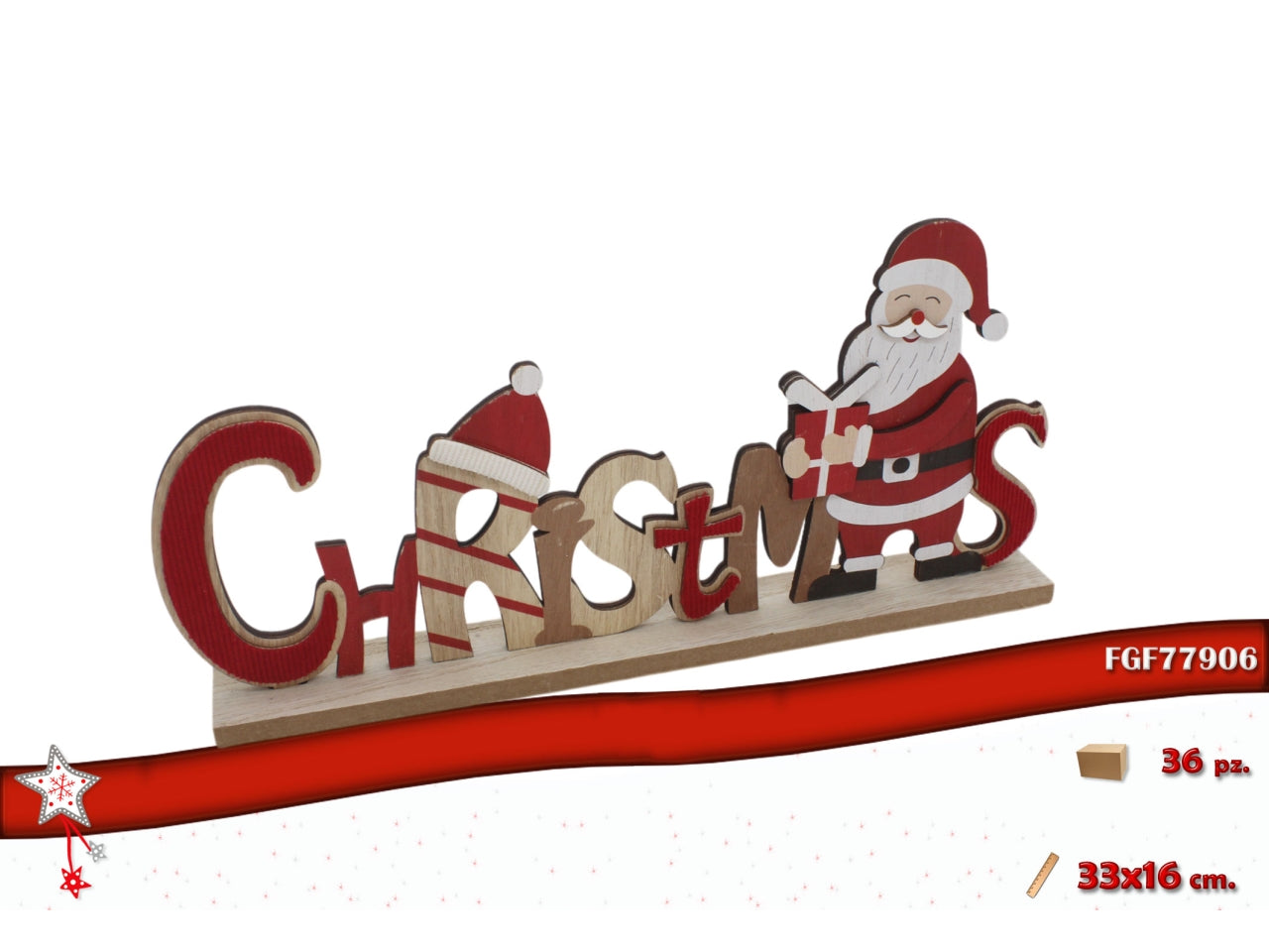 Scritta christmas in legno 33x16cm