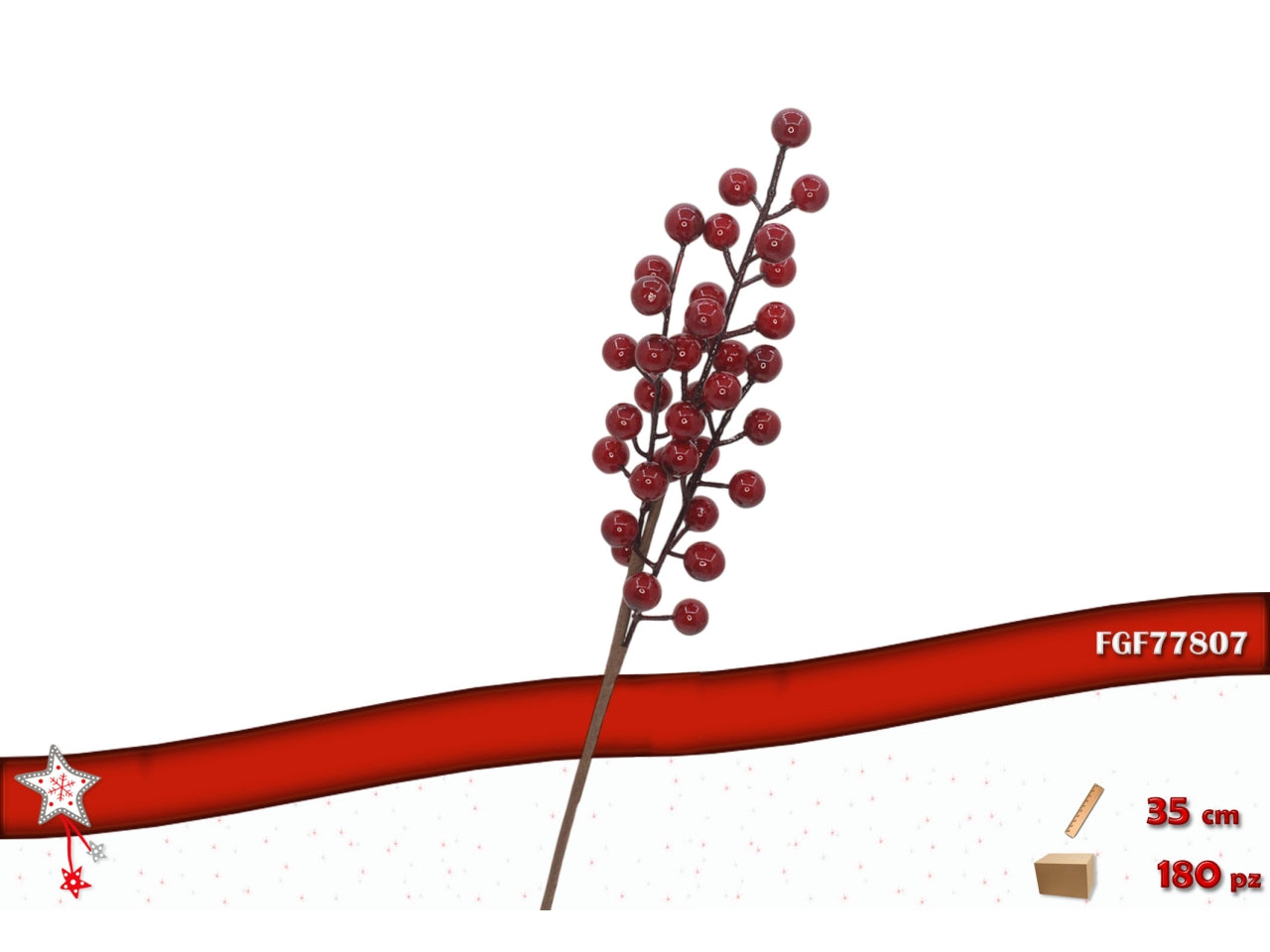 Ramo 35cm con bacche rosse