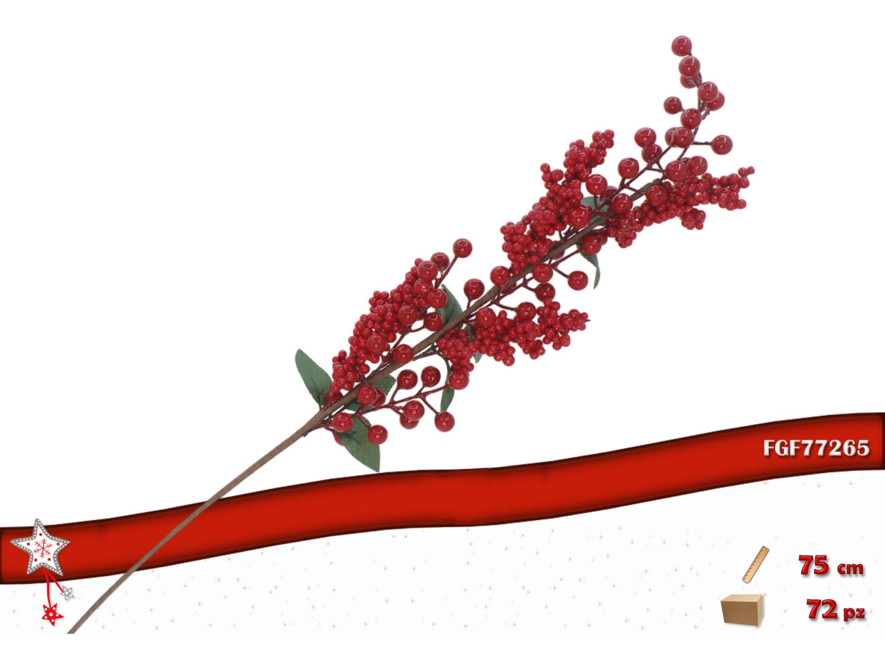 Ramo 75cm con bacche rosse
