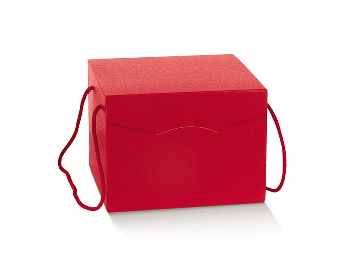 Fibra rosso scatola con cordini 24,5x24,5x18cm