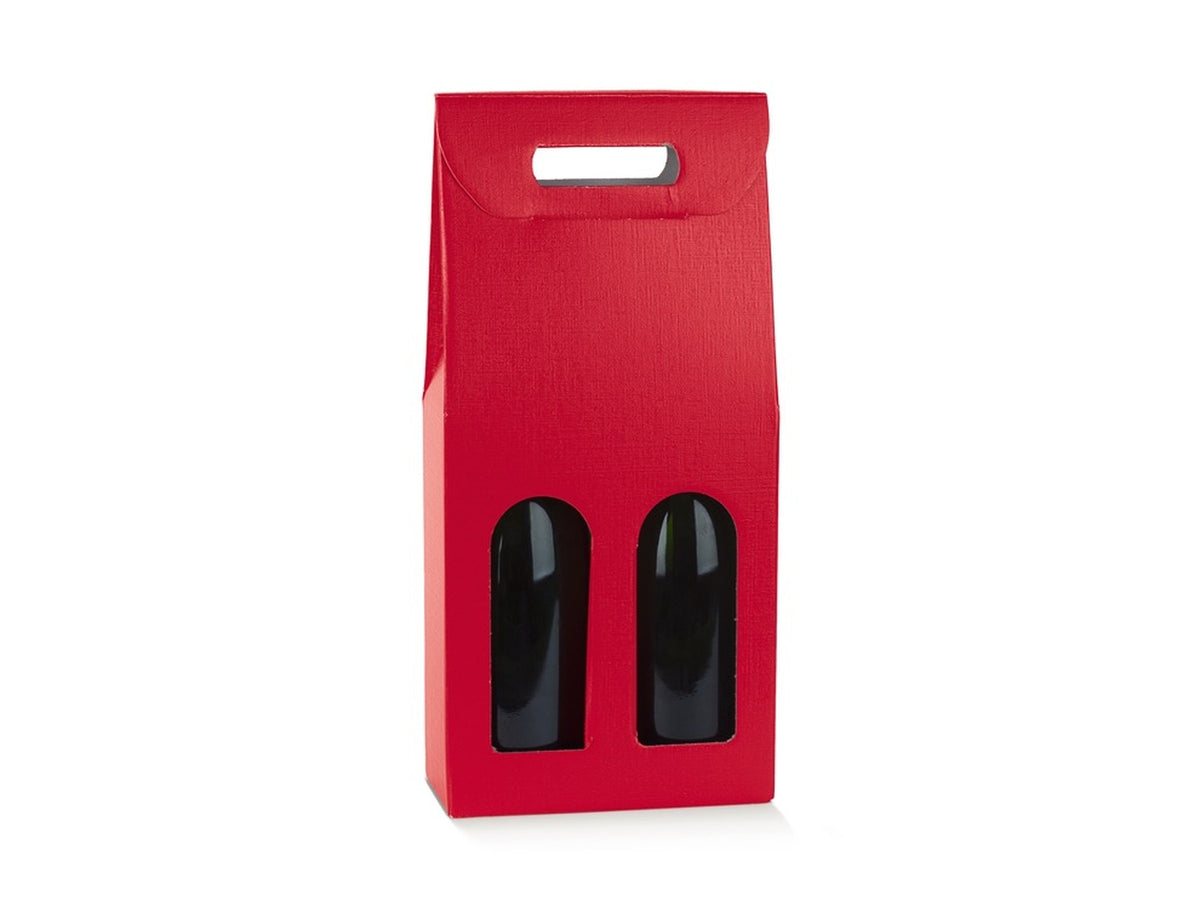 Fibra rosso portabottiglia 2posti con maniglia 18x9x38,5cm