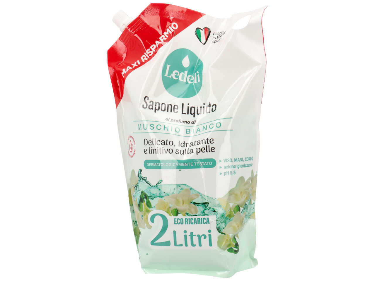 Delizia sapone liquido ricarica 2lt muschio bianco $