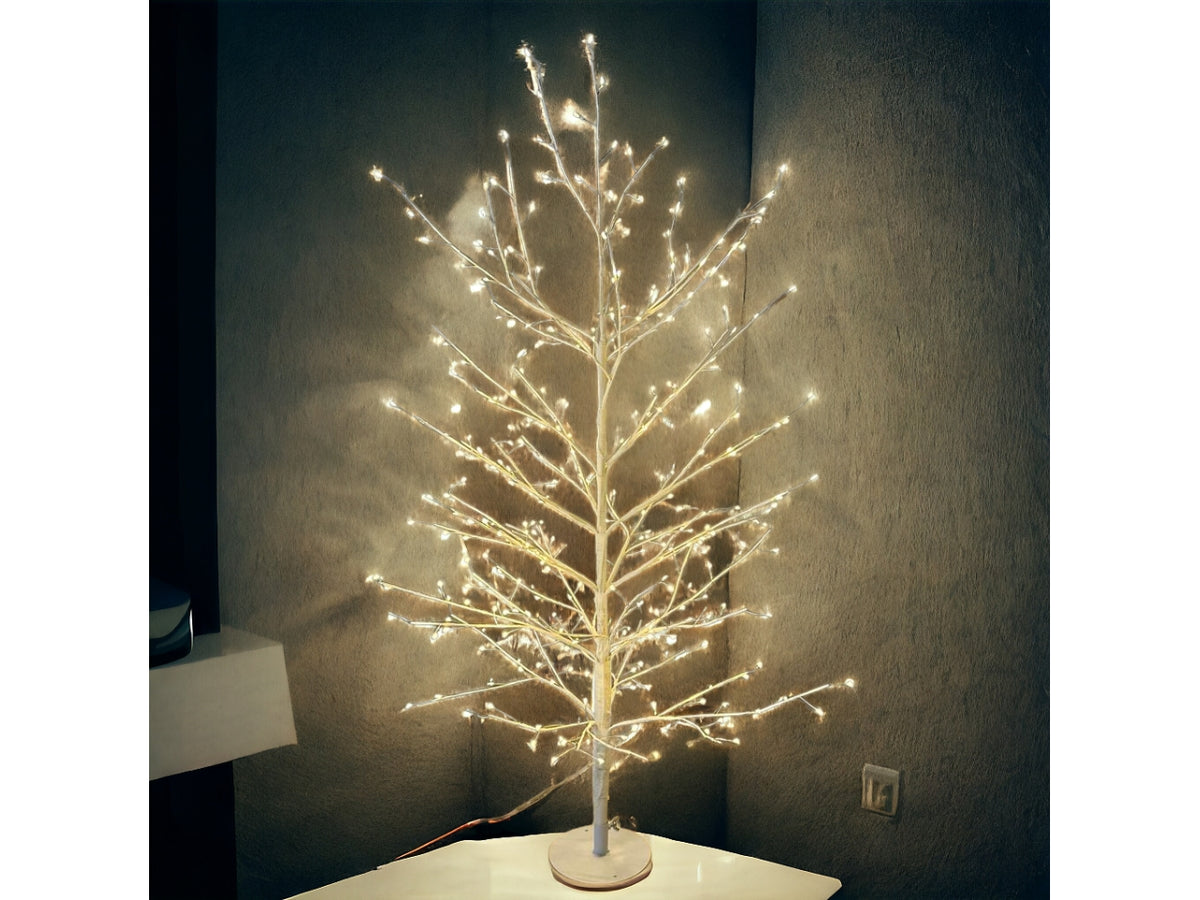 Albero tiglio 60cm ramo bianco diametro 40cm con 160microled bianco caldo e giochi di luce automatico flashled diamond per uso interno/esterno IP44
