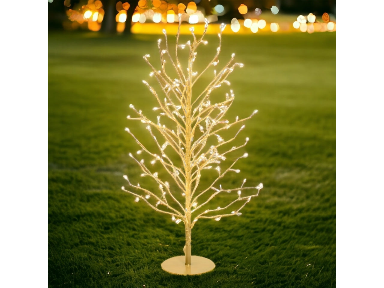 Albero tiglio 60cm ramo champagne diametro 40cm con 160microled bianco caldo e giochi di luce automatico flashled diamond per uso interno/esterno IP44