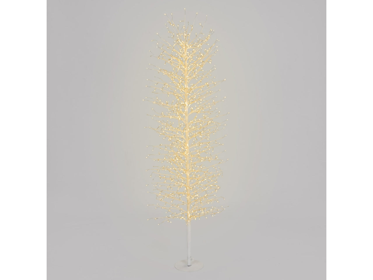 Albero tiglio conico 140cm ramo bianco diametro 45cm con 1080microled bianco caldo e giochi di luce automatico flashled diamond bianco caldo  per uso interno/esterno IP44