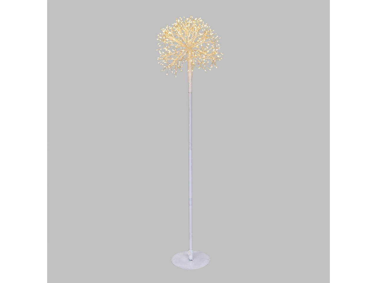 Piantana 115cm con ramo sfera a ciuffi 50cm e 384 microled bianco caldo e giochi di luce automatico flashled diamond per uso interno/esterno IP44
