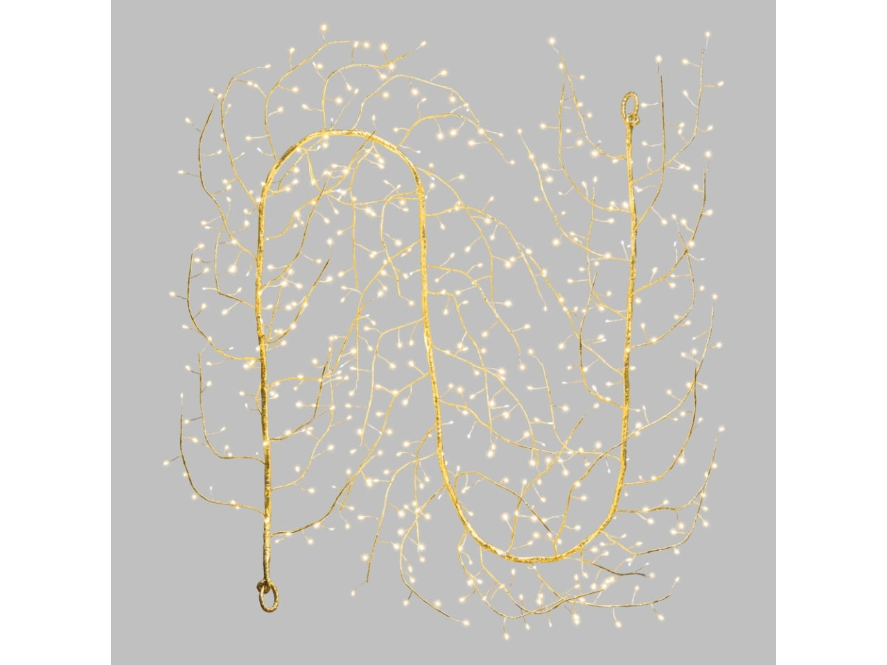 Ghirlanda tiglio 300cm 56 rami champagne con 504 microled bianco caldo e gioco di luce flashled diamond per uso interno/esterno IP44