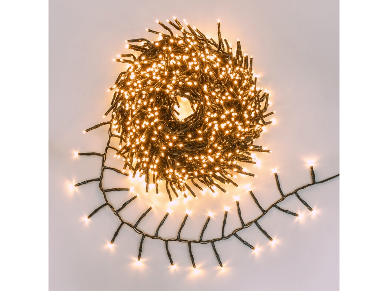 Catena 1000miniled bianco traditional con 8 giochi di luci, filo verde 4+20mt per uso interno/esterno IP44