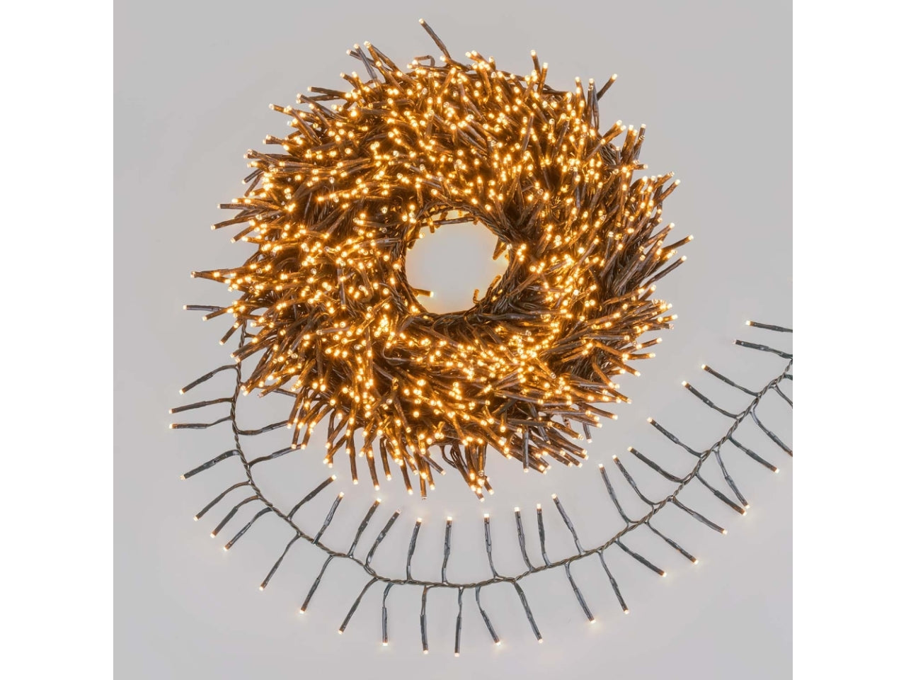 Catena luminosa 1000 microled bianco traditional e gioco di luce automatico flashled diamond bianco caldo, filo verde 4+15mt per uso interno/esterno IP44