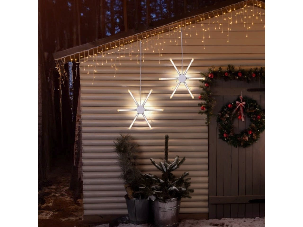 Meteora diametro 47cm con 324 led bianco caldo con giochi di luce effetto movimento, per uso interno/esterno