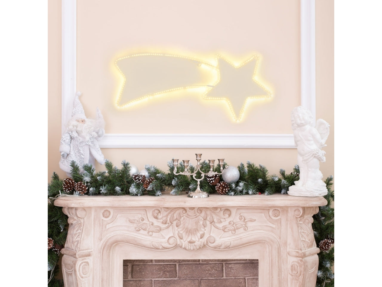 Cometa luminosa 80x35cm con 240 led bianco caldo e gioco di luce automatico flashled slow diamond per interno/esterno IP44