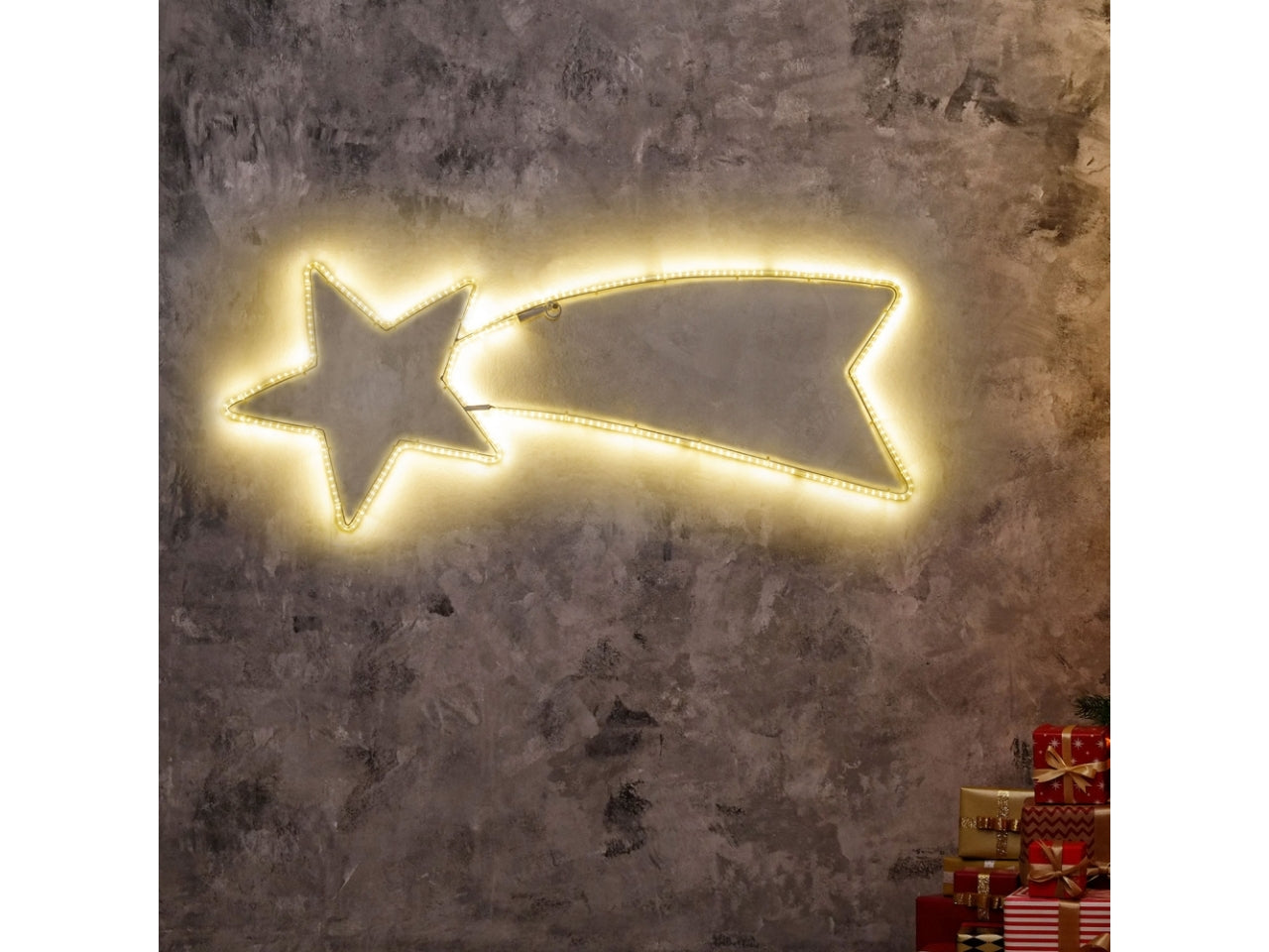 Cometa luminosa 100x40cm con 294 led bianco caldo e gioco di luce automatico flashled slow diamond per interno/esterno IP44
