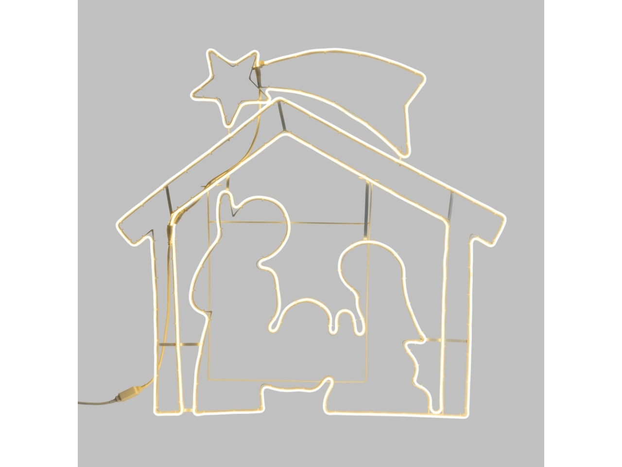 Presepe luminoso 115x115cm 1320led bianco caldo, luce fissa con piedistallo per uso esterno