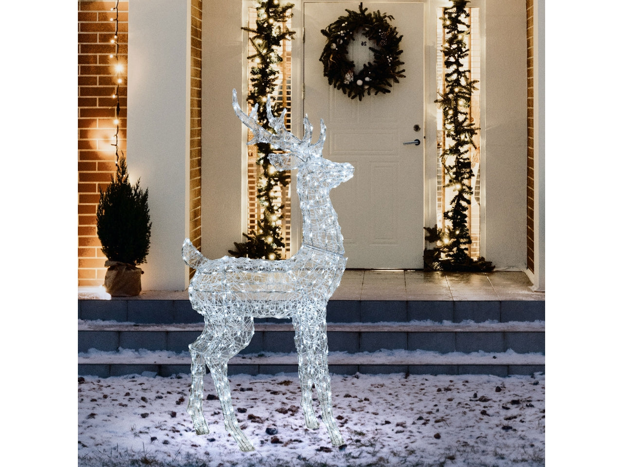 Renna luminosa 3D h.160cm con 380dual led bianco caldo + bianco freddo, per uso interno/esterno IP44