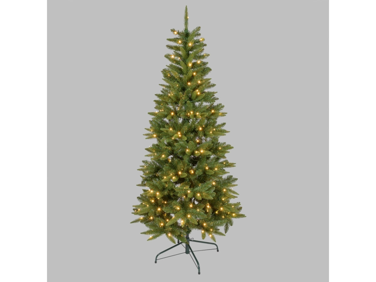 Albero slim prelit 180cm diametro 86cm, 803 punte verde, 300led bianco caldo, per uso interno/esterno e giochi di luce