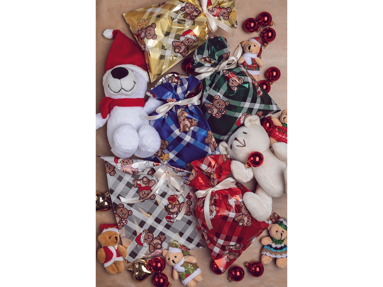Buste peluche 25x40cm in confezione da 100 pezzi colori assortiti